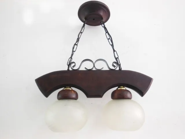 Lustre Luminária Teto Rústica Colonial em Madeira