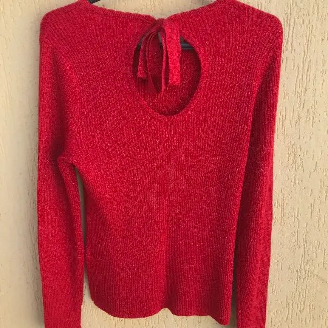 Suéter Vermelho Com Brilho Da Marca On-34 Th - Foto 4