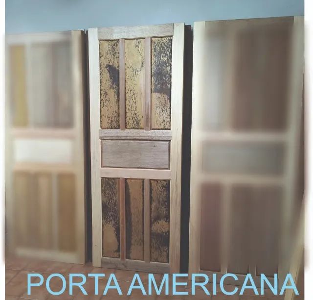 PORTA AMERICANA DE MADEIRA MACIÇA MISTA PARA PINTURA - PEÇA ÚNICA - Foto 4