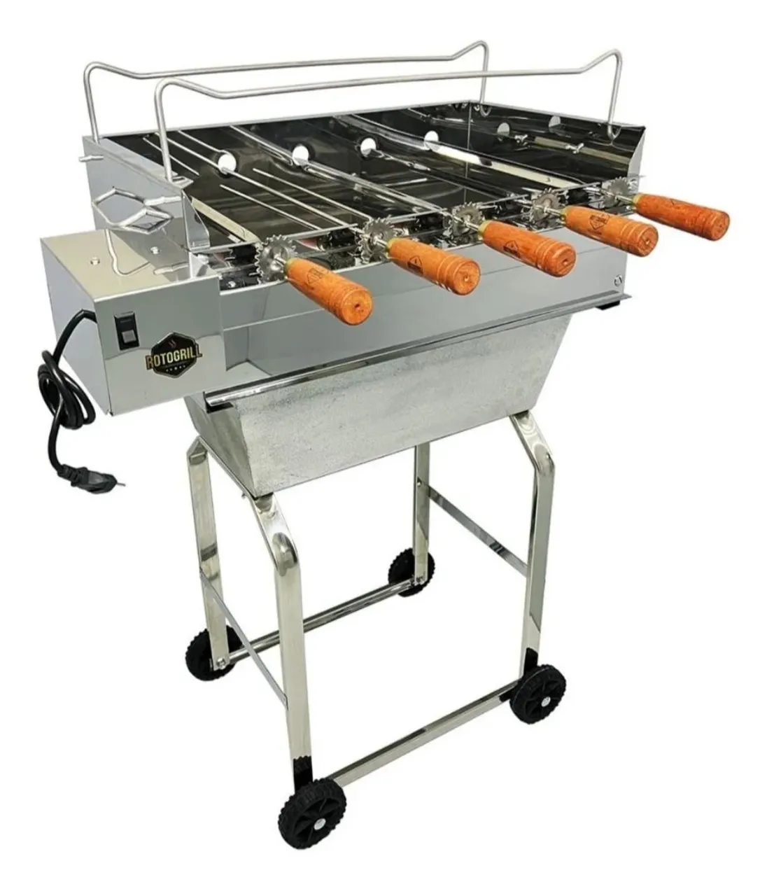 Churrasqueira Rotativa Inox com 5 Espetos
