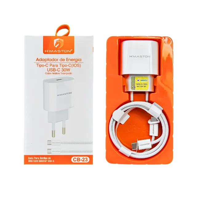 Carregador Turbo Super Rápido Inteligente 30W H'maston - Com Cabo Tipo-C