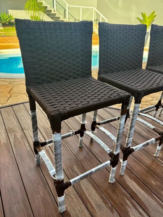 Conjunto de 4 Cadeiras de Bar em tricô nautico 590 cada - Foto 2