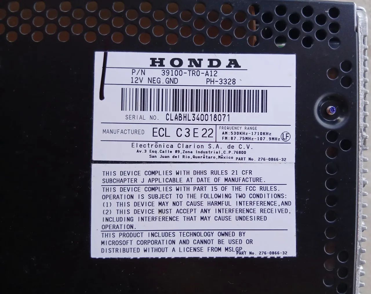 【証明付】【非売品】RaNiaプロモーションCD Radio Cd Player Honda Fit 09 14 08a50-tj0-800c - Peças para carros