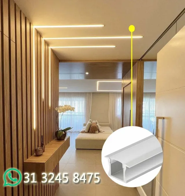 Perfil de LED Embutir e Sobrepor Gesso Madeira Parede