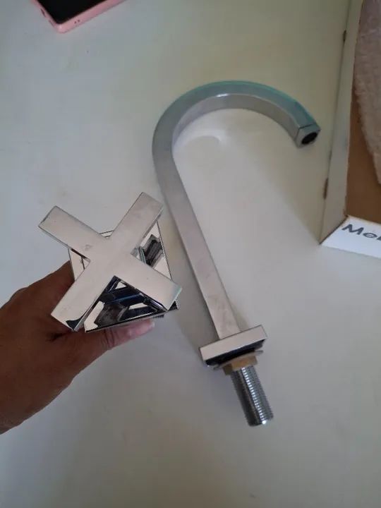 Torneira de mesa para lavatório Meber Athenas bica alta Cromado - Foto 5