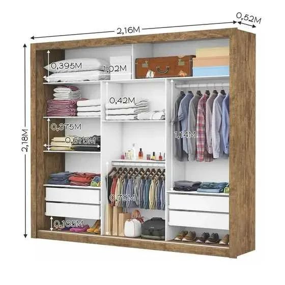 Guarda Roupa 3 Portas 4 Gavetas Espelho Novo Varios Modelos - Foto 2
