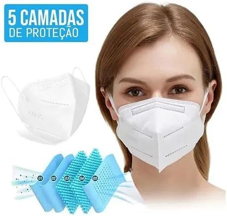 Kit 100 Máscaras Brancas c/ 5 Camadas Kn95 Proteção Respiratória clipe nasal Pff2 N95  - Foto 2