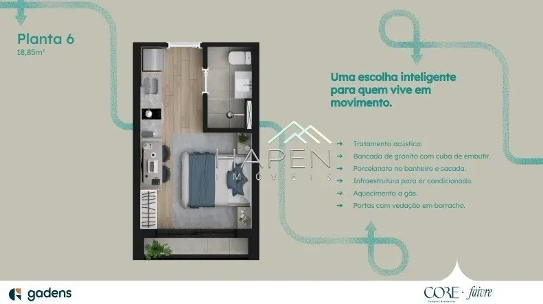 Studio na Planta no Centro de Curitiba