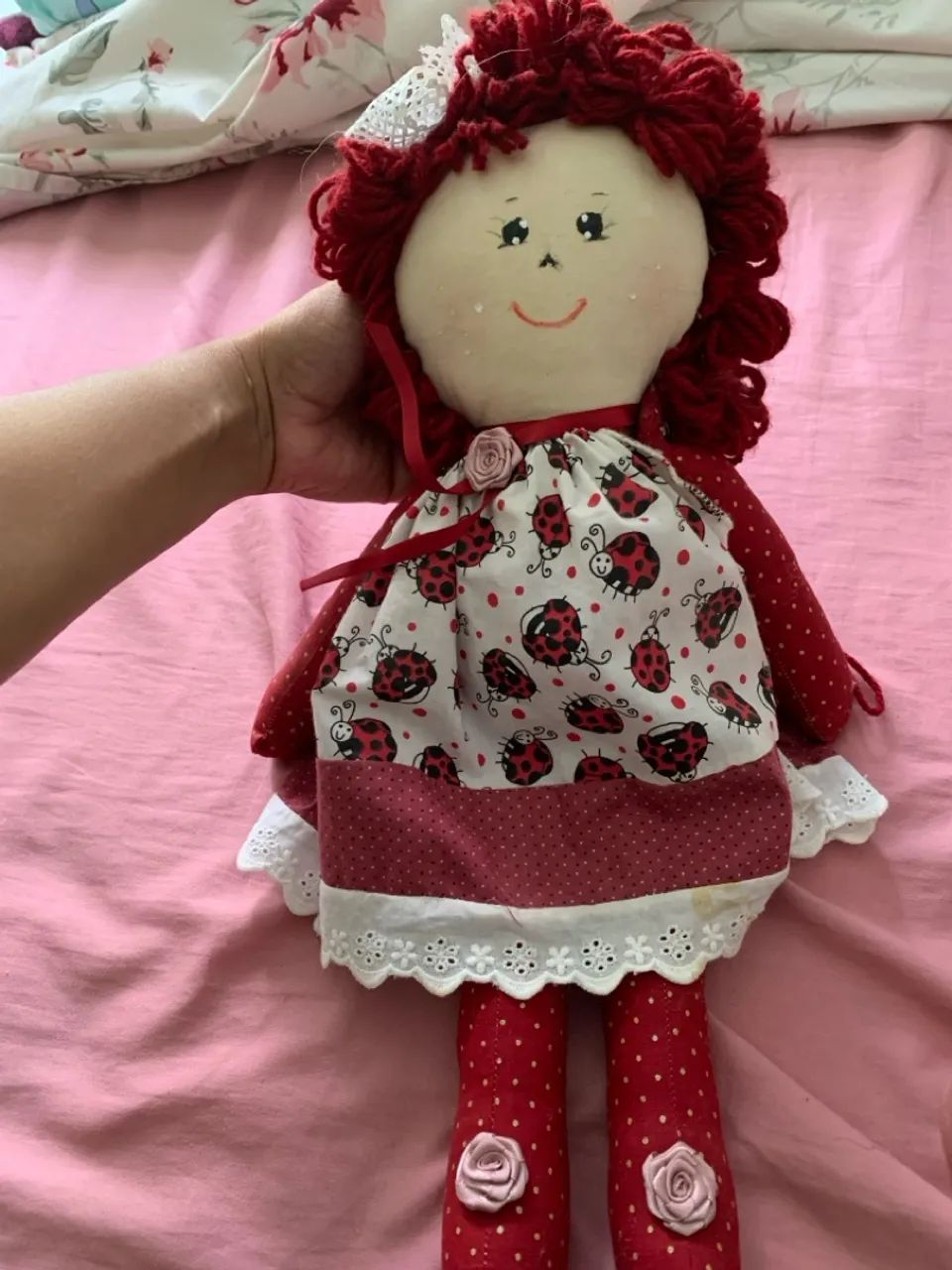 Lote bonecas de pano + urso mamãe/bebê