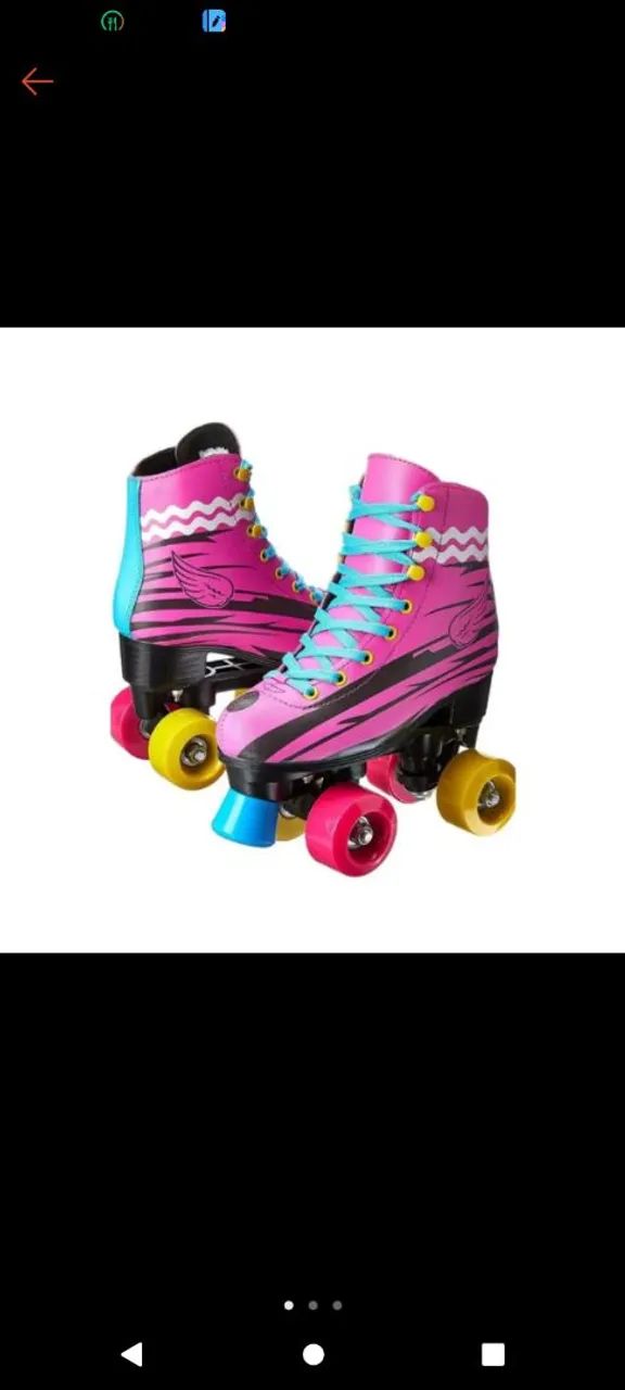 Patins Roller Infantil Rosa com Desenho - Foto 3