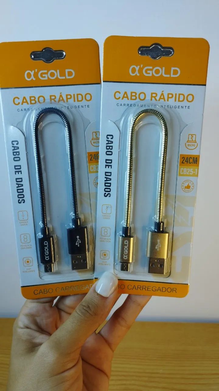Cabo USB curto (24 cm) metálico  - Foto 3