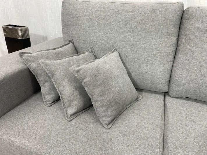Sofá 3 Lugares com Chaise Linho Cinza - Foto 4