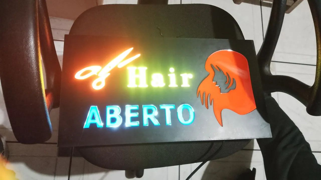 Letreiro Luminoso Hair Aberto salão de beleza - Foto 2