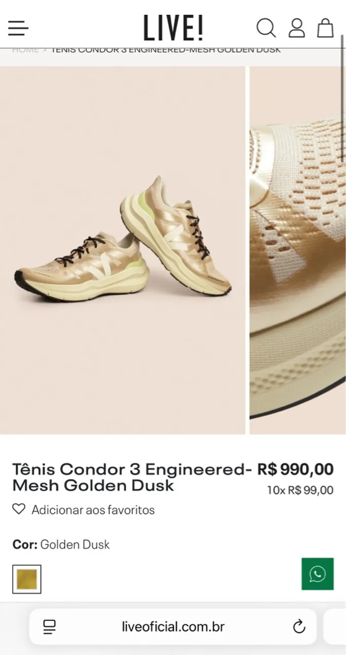 Tênis Condor 3 Engineered-Mesh Golden Dusk (TAMANHO 36)