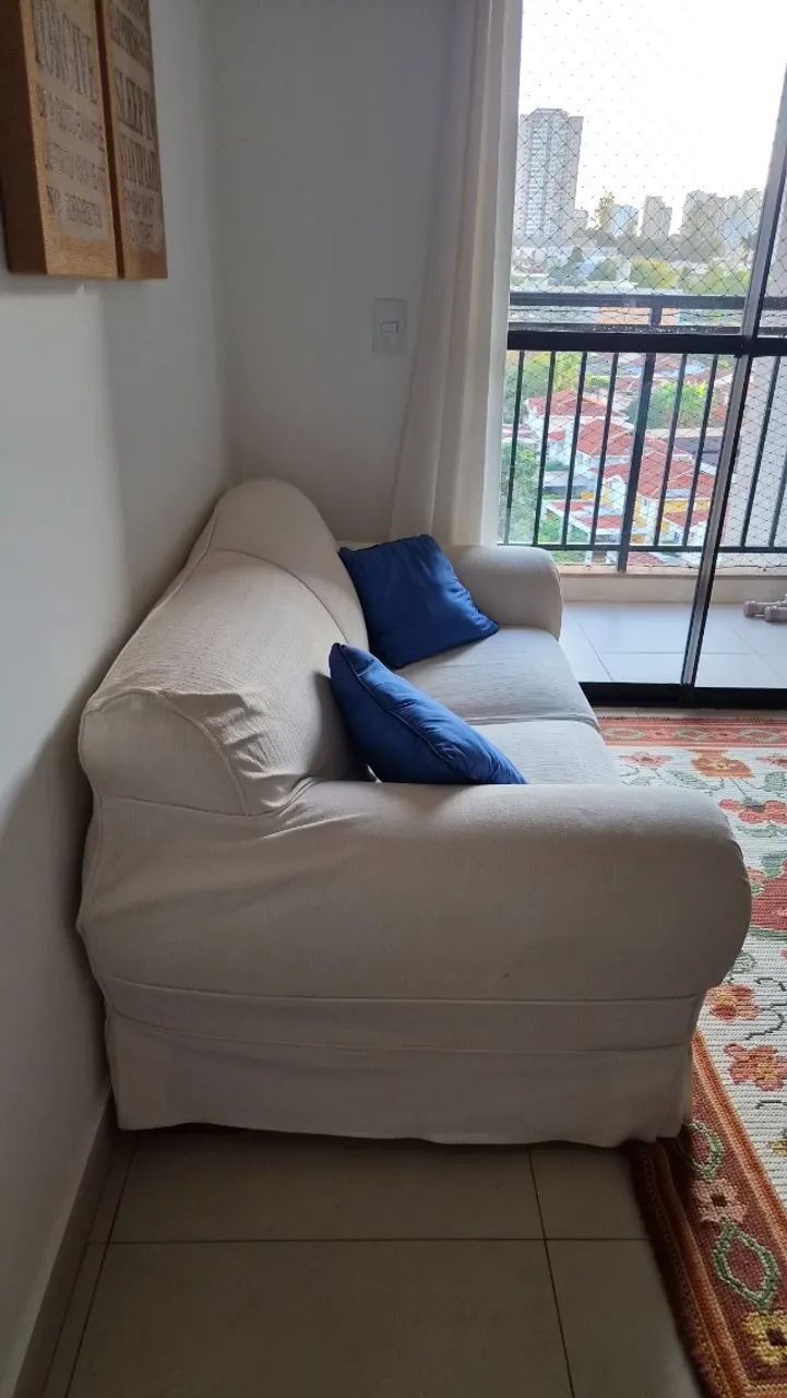 Sofá 2 Lugares 1,60m com Capa Branca Lavável + 2 Almofadas de Brinde - Foto 3