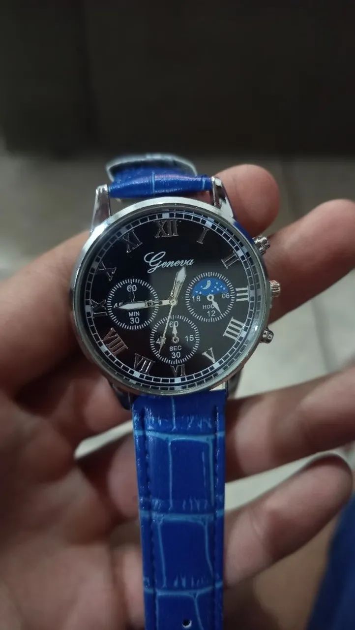 Relógio de Pulso Masculino Geneva - Azul e Preto - Foto 3