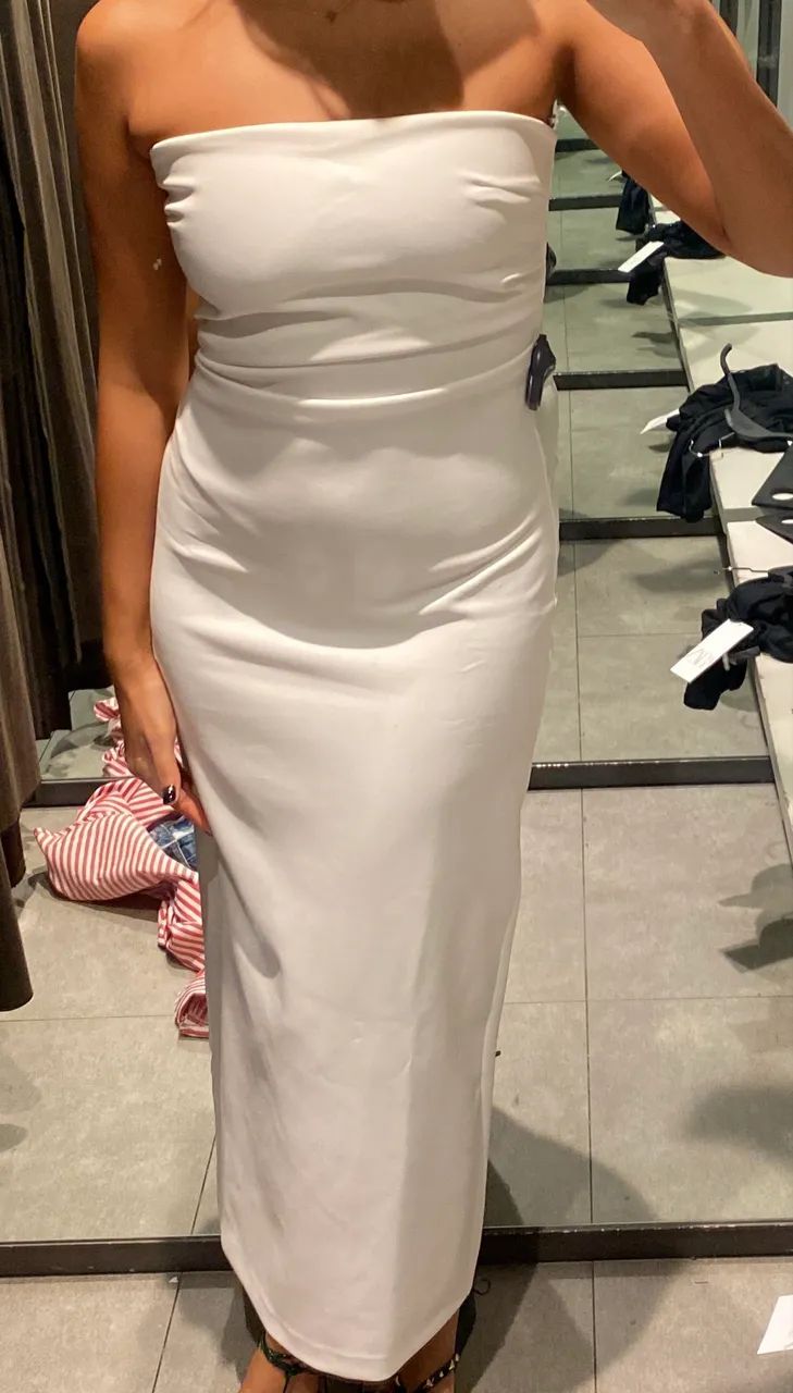 Vestido sem alça branco Zara