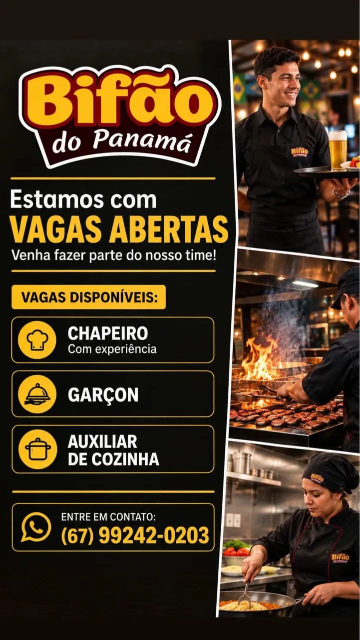Vagas restaurante no Santo Amaro 
