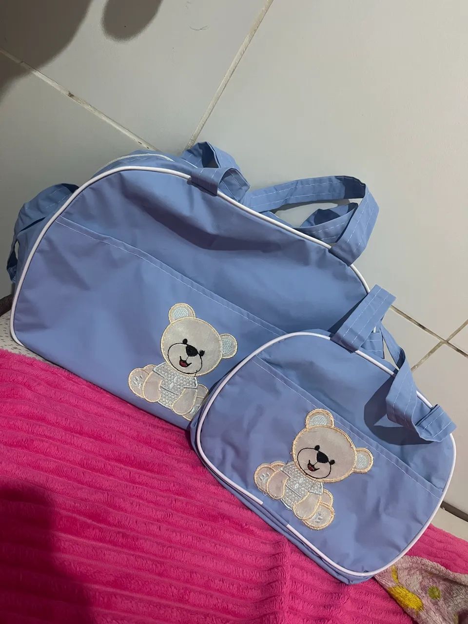 Kit com 2 bolsa maternidade azul  - Foto 2