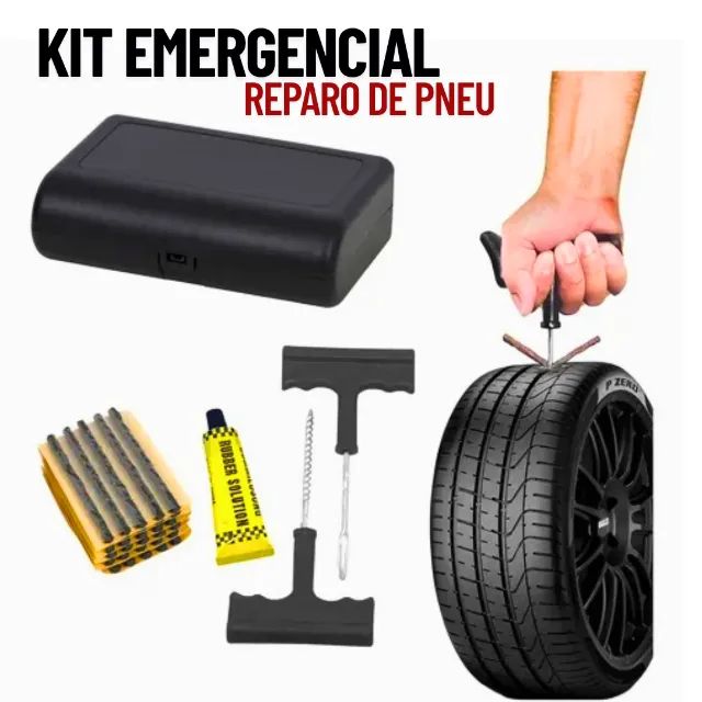 Kit Socorro para Remendo de Pneu Carro Sem Câmara Com Case _ AU32 - Foto 2