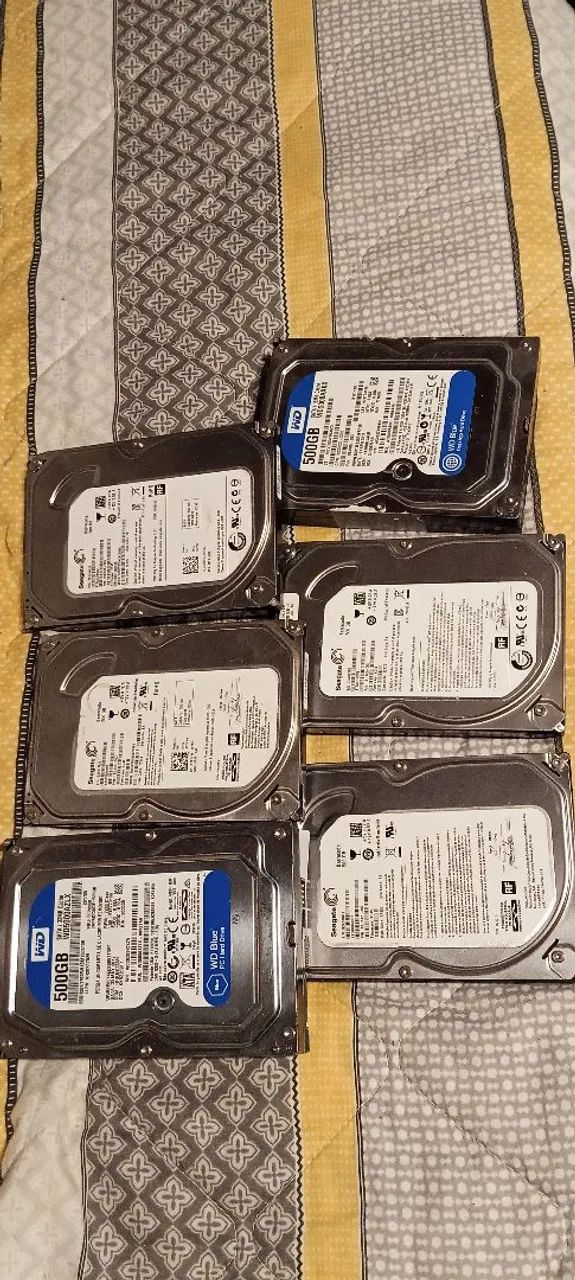 LOTE 6 HDS 500GB DESKTOP TESTADOS SAUDÁVEIS 