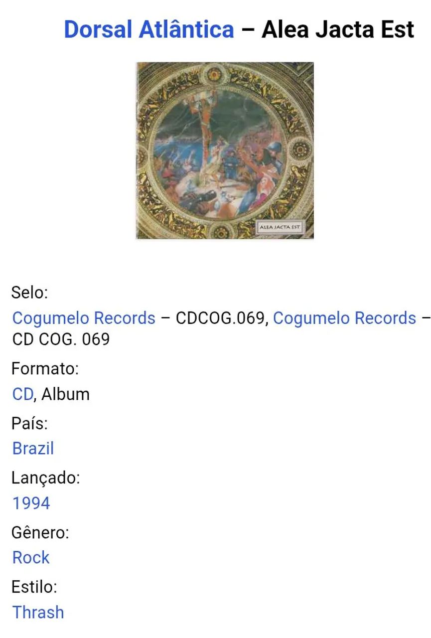 CD Dorsal Atlântica - Alea Jacta Est (CG 069) - CDs, DVDs etc