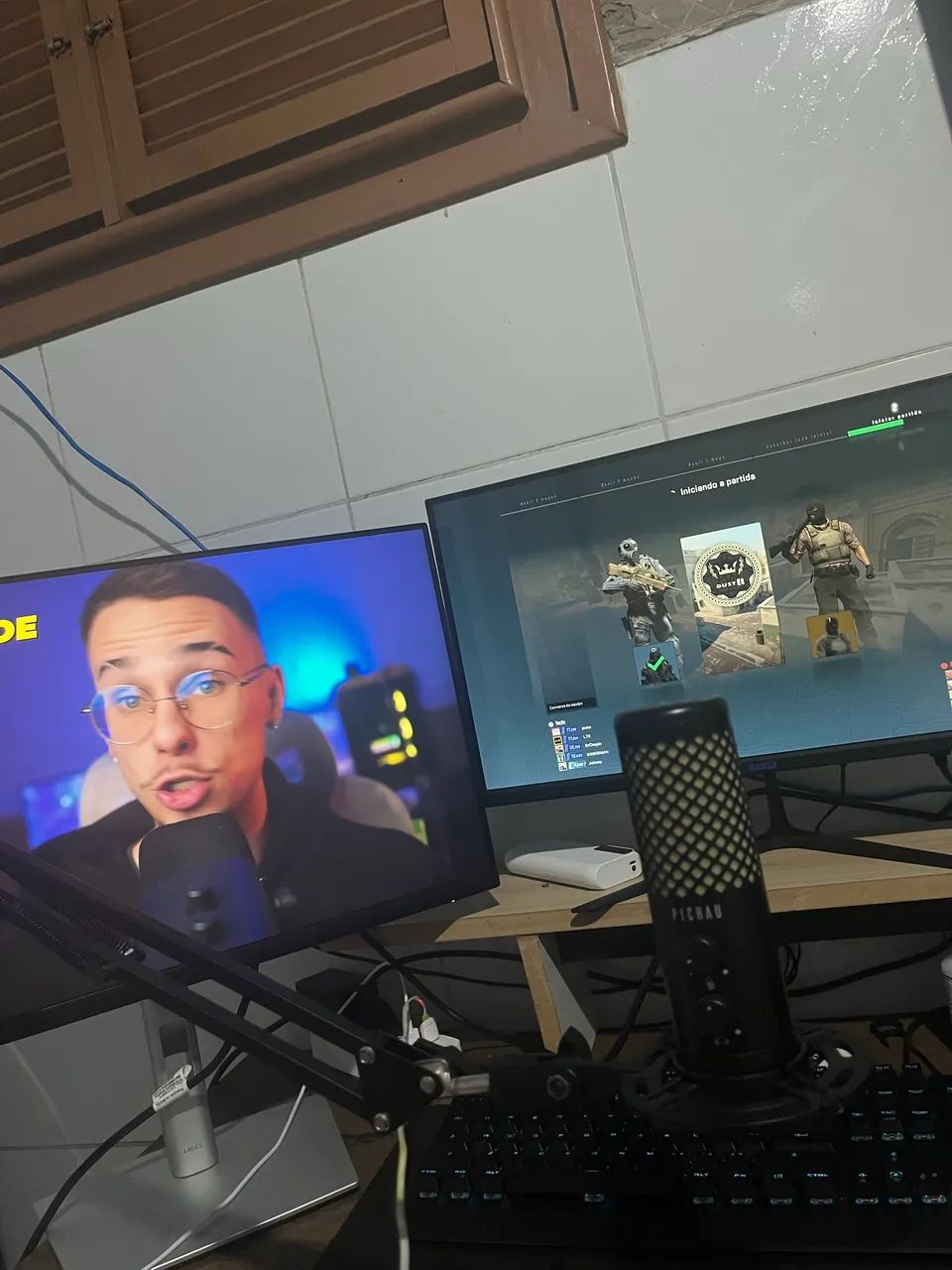 Pc TOP de Linha + 2 Monitores + Teclado Mecânico + Microfone Articulado 