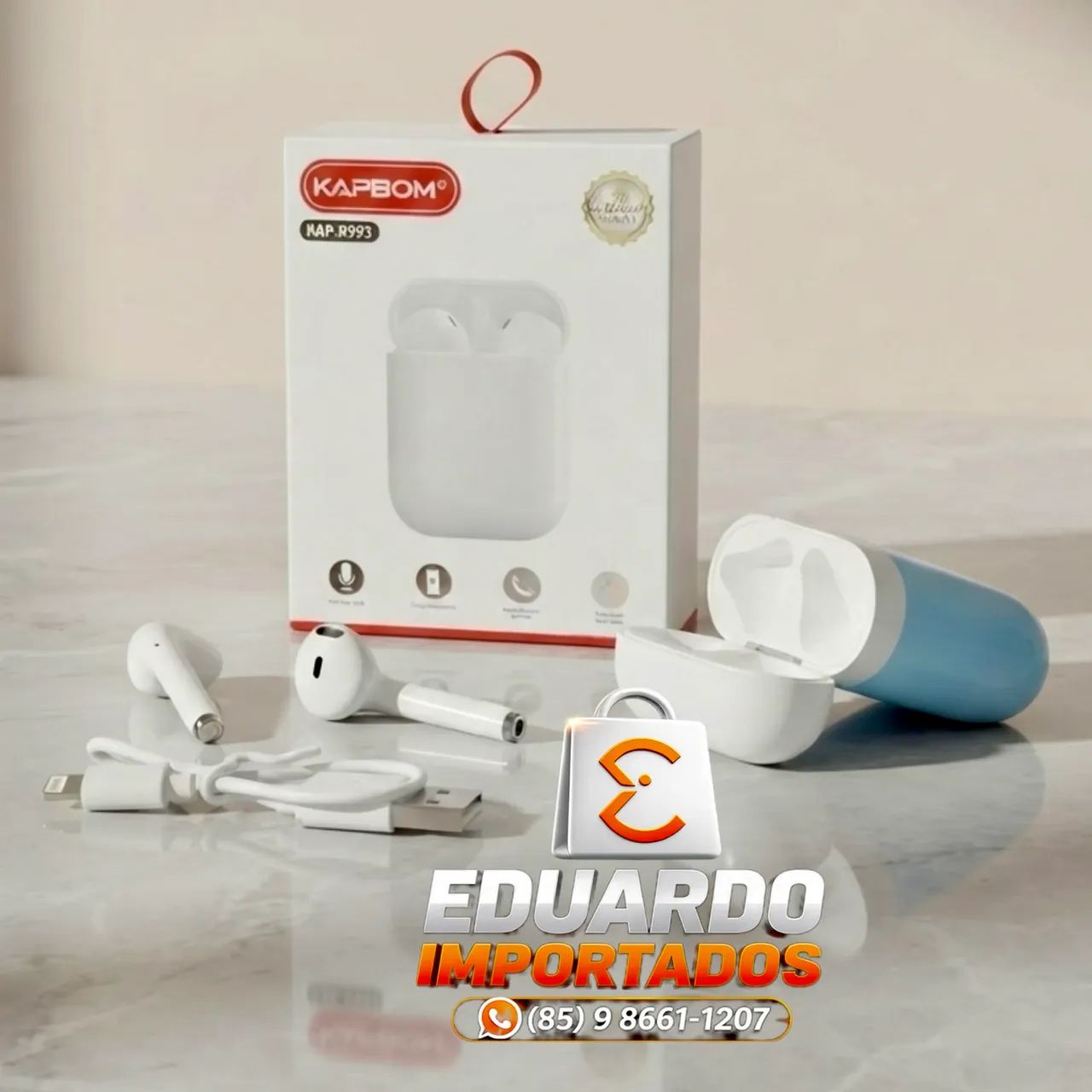 Fones de Ouvido sem fio Bluetooth 5.4 KAPBOM com Chamada de Voz 