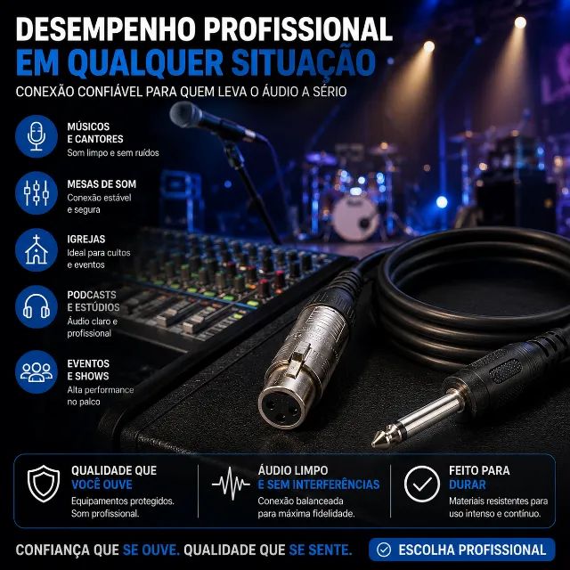 Cabo Microfone com 3 Metros P10 para Xlr  - Foto 3