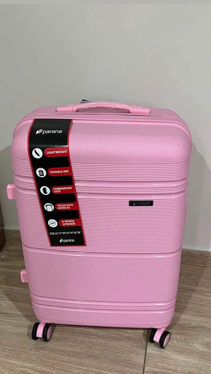 Mala de viagem rosa nunca usada 
