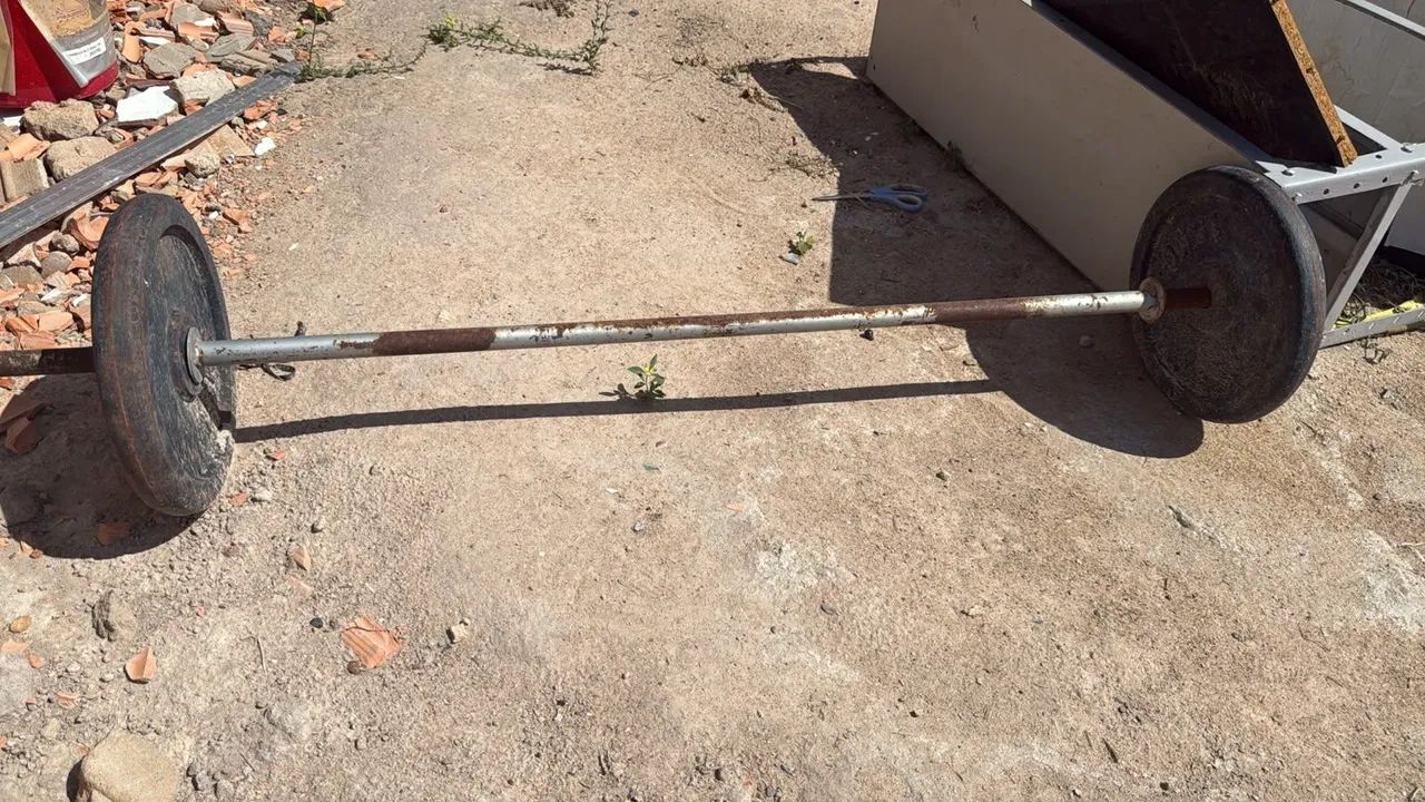 2 anilhas de 15 mais barra