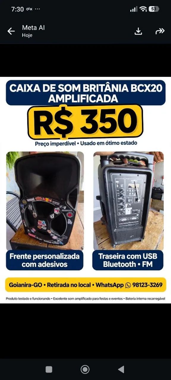 Caixa de som amplificada 