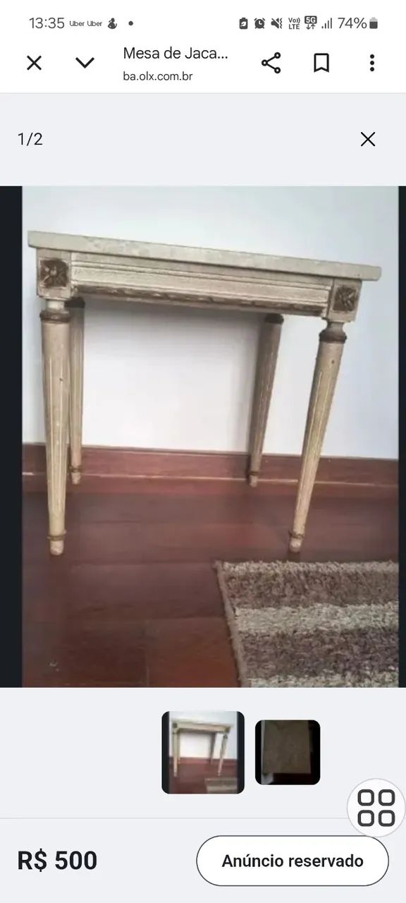 Mesa de jacarandá com mármore Bahia  - Foto 2