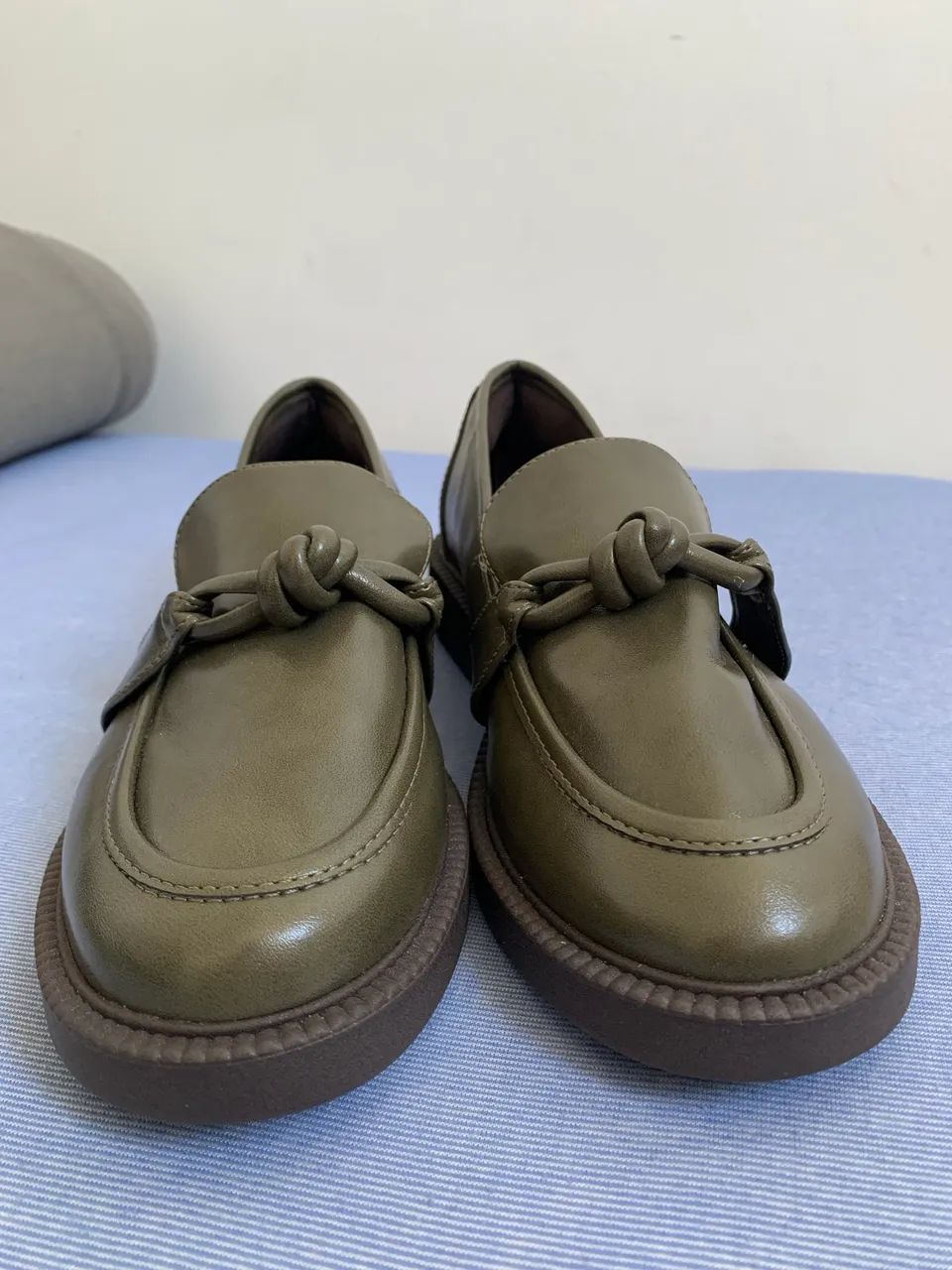  Mocassim Nó Monocromático verde militar  - Foto 5