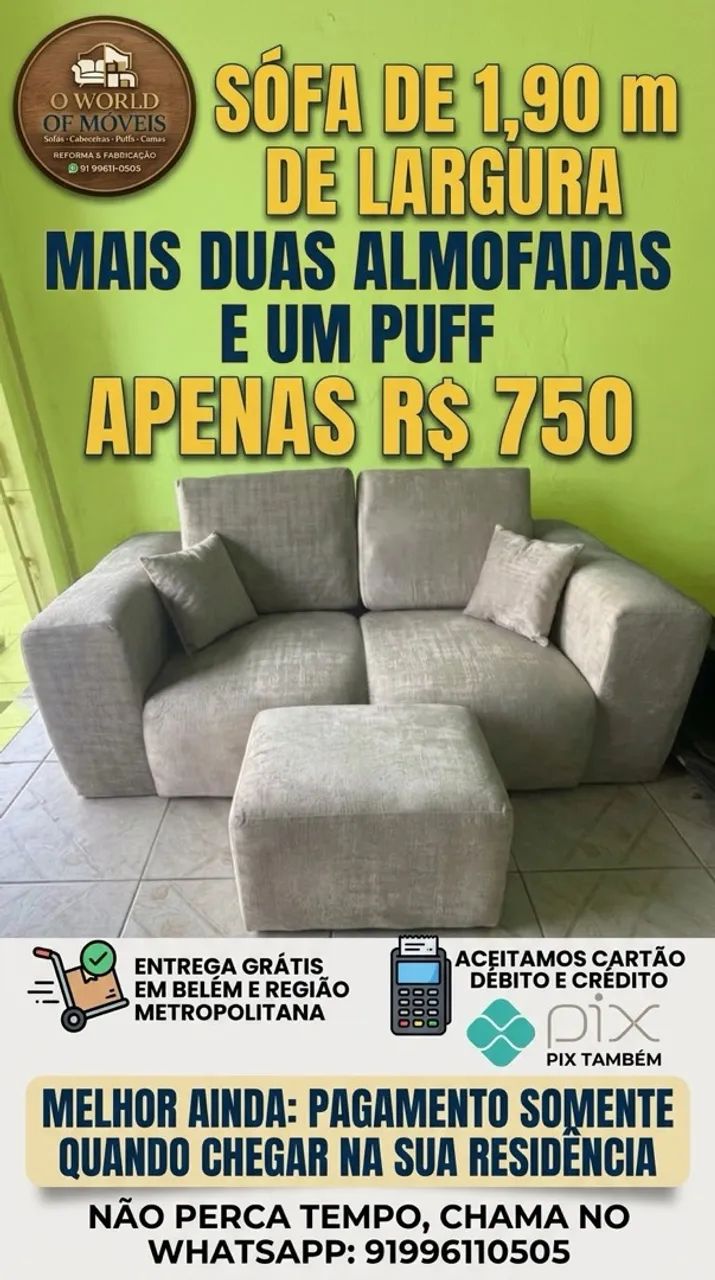 Sofá cinza 2 lugares 