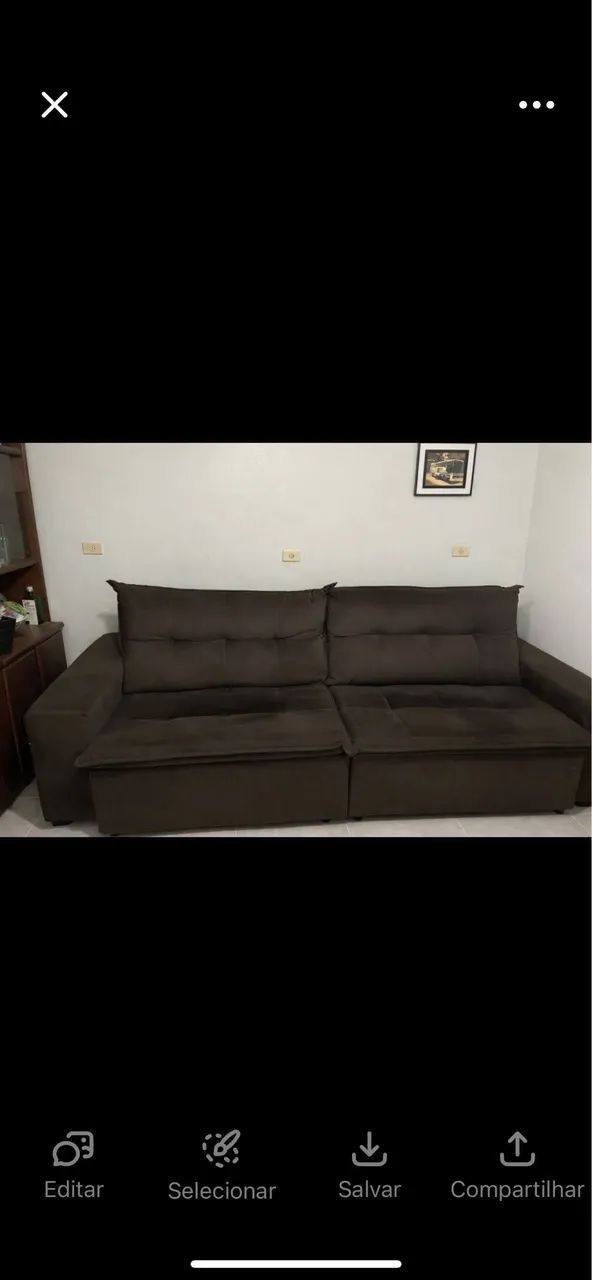 Sofá retrátil marrom 270x120