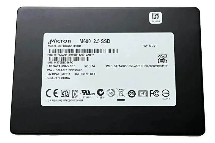 SSD M2 Micron　1TB Ssd sata micron 1tb pn mtfddak1t0mbf-1an12abyy - Armazenamento