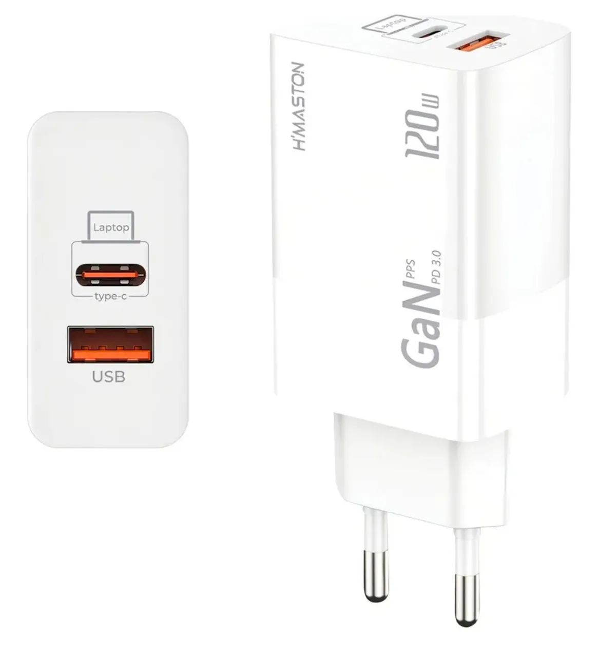 Carregador Turbo 120W GaN USB-C 100W + USB-A 20W para iPhone , Android e Notebooks  - Foto 2