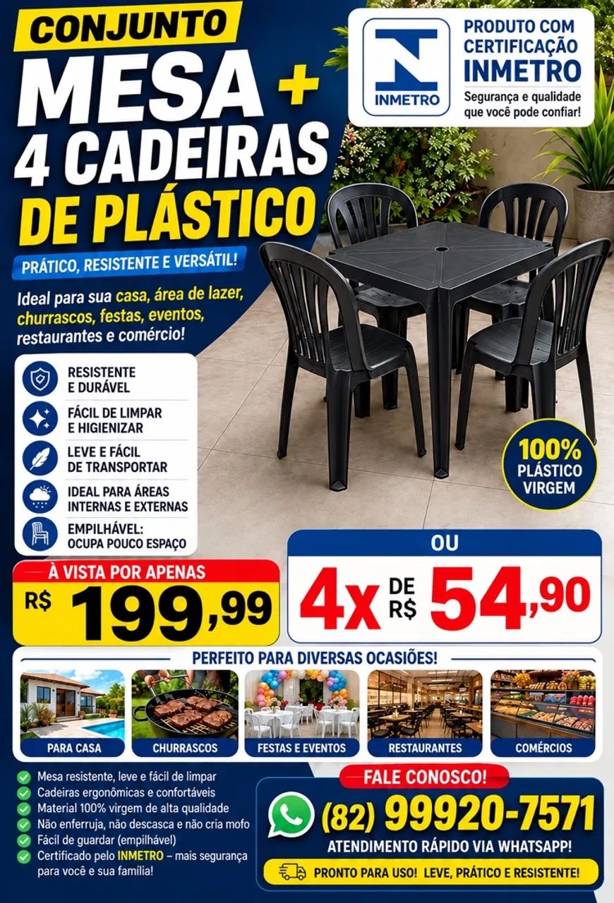 Conjunto de Mesa e Cadeiras de plásticos - Foto 2
