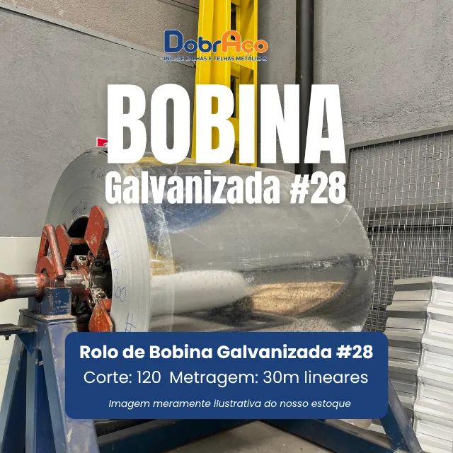 Bobina - Chapa Galvanizada - c/120 por 30m Lineares