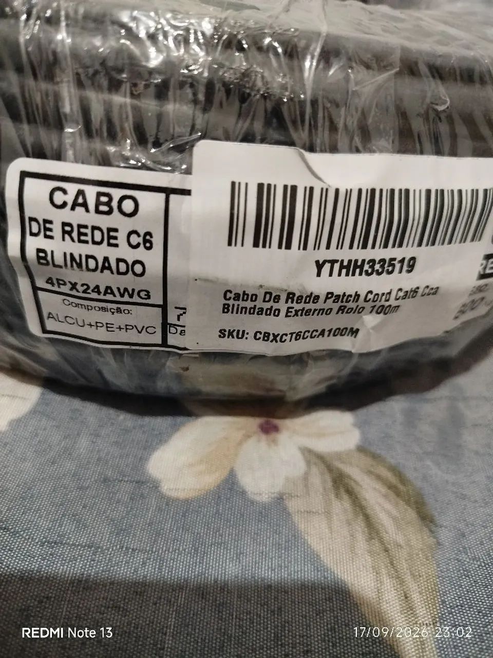 Cabo de rede C6 blindado 100m