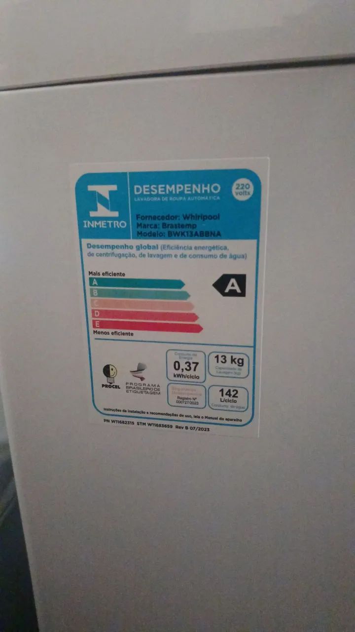 Maquina de lavar Brastemp 13kg 220v passo cartão