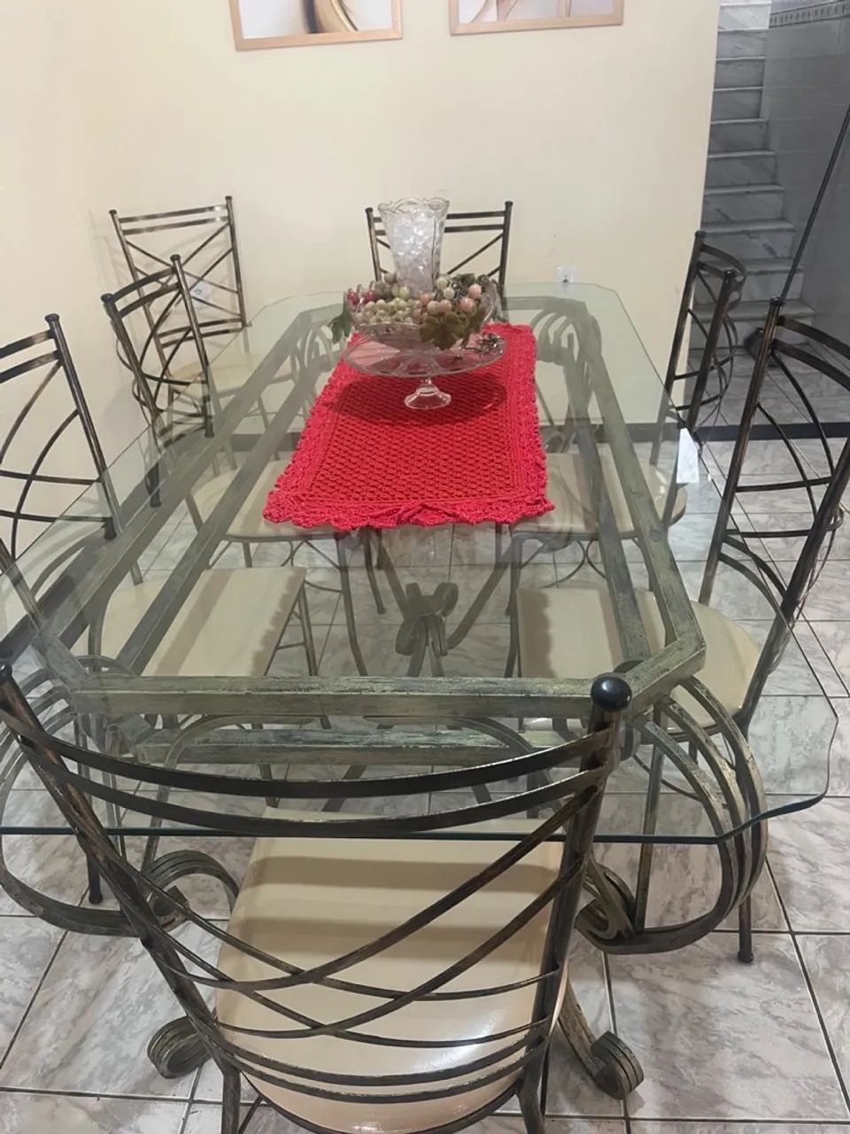 Mesa de Jantar em Ferro com 6 Cadeiras e Vidro - Foto 2