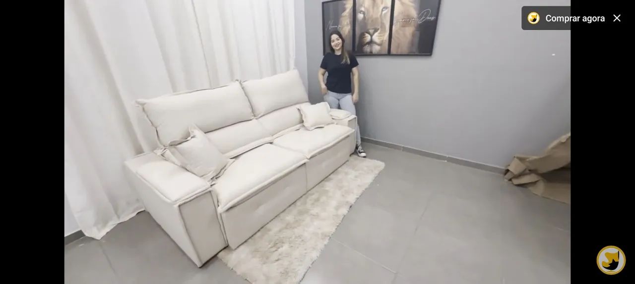 Sofá retrátil e reclinavel Vicam 028 molas tecido linho ou veludo / frete grátis   - Foto 2