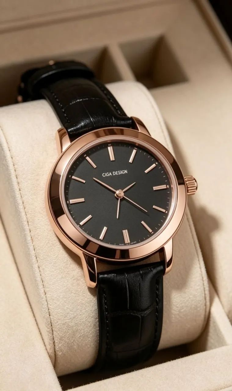 Relógio Feminino Clássico com Pulseira Preta - Novo - Foto 3
