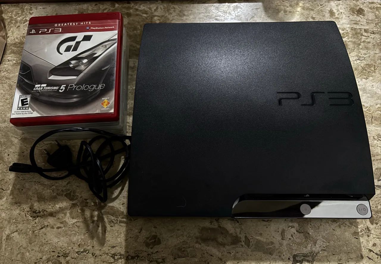 PS3 Slim 320 GB + Jogos e cabo - Foto 2