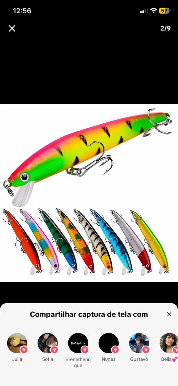 Kit 10/5 Iscas Artificial Meia água Premium Pesca Truta Peixe Realista Anzol Duplo 10cm 9g - Foto 2