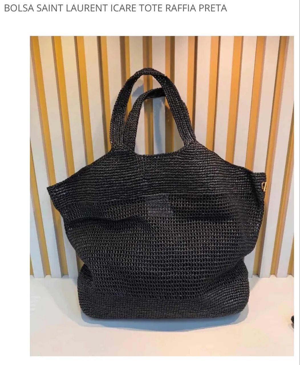 Bolsa saint laurent icare tote raffia preta INSPIRED - Foto 4