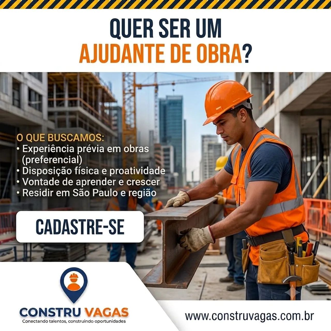 SERVIÇO P/ AJUDANTE DE OBRA - OPORTUNIDADE