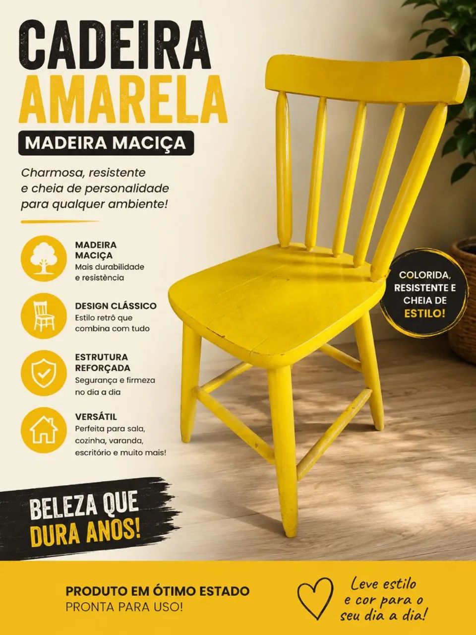 VENDO cadeira de madeira maciça 